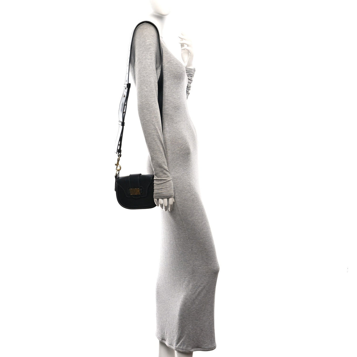 Calfskin Mini D Fence Saddle Bag Black AT My store