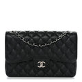 Caviar Quilted Jumbo Double Flap Black At My store