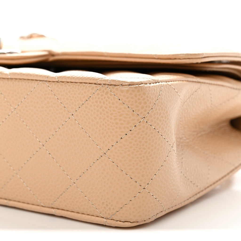 Caviar Quilted Medium Double Flap Beige At My store
