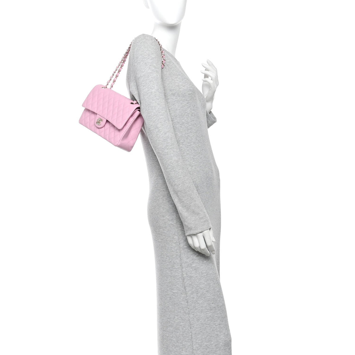 Caviar Quilted Medium Double Flap Light Pink At My store