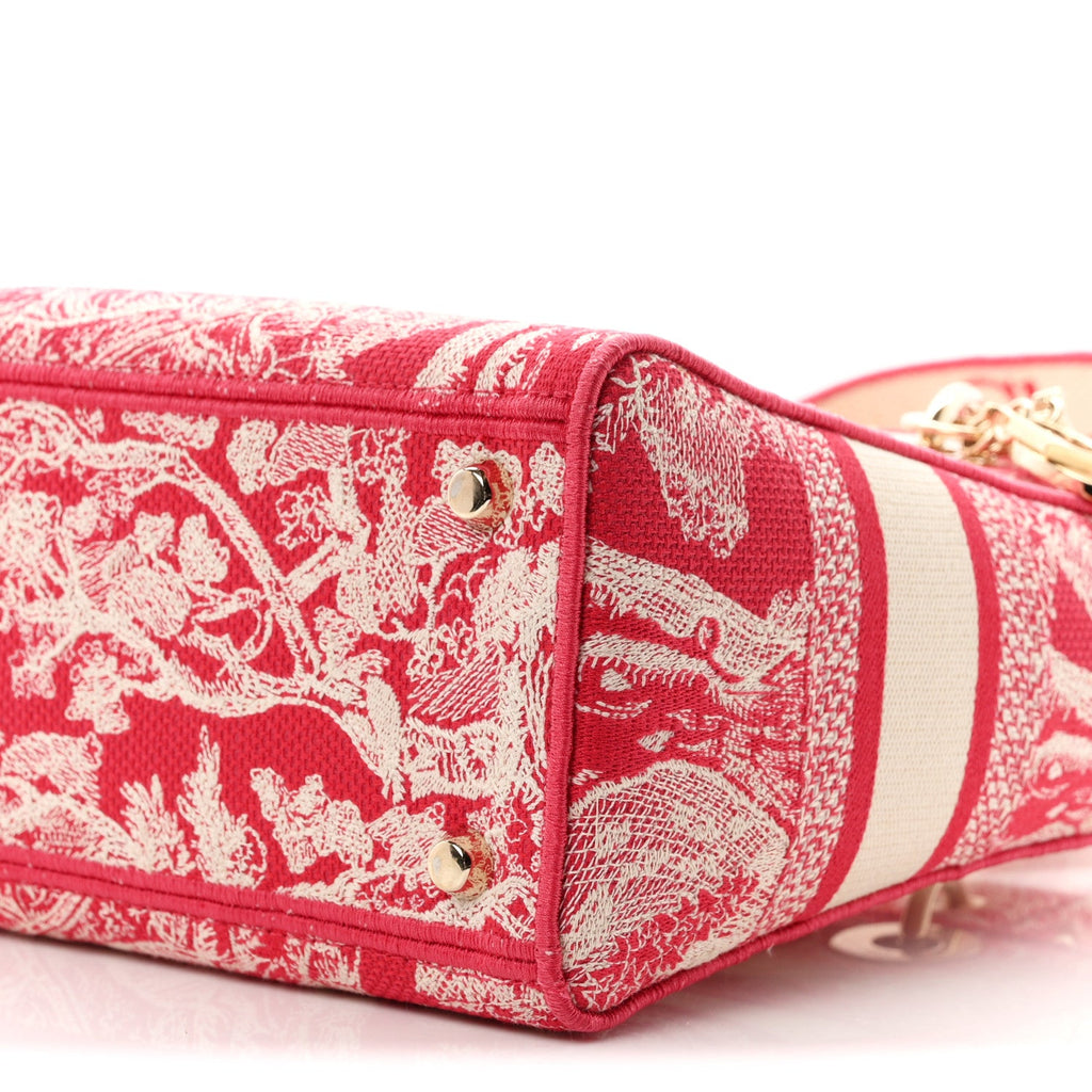 Canvas Toile De Jouy Reverse Embroidered Medium Lady D-Lite Red AT My store