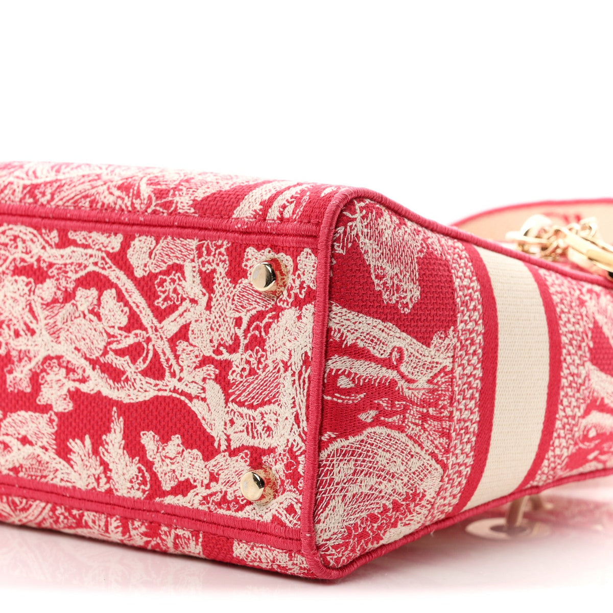 Canvas Toile De Jouy Reverse Embroidered Medium Lady D-Lite Red AT My store