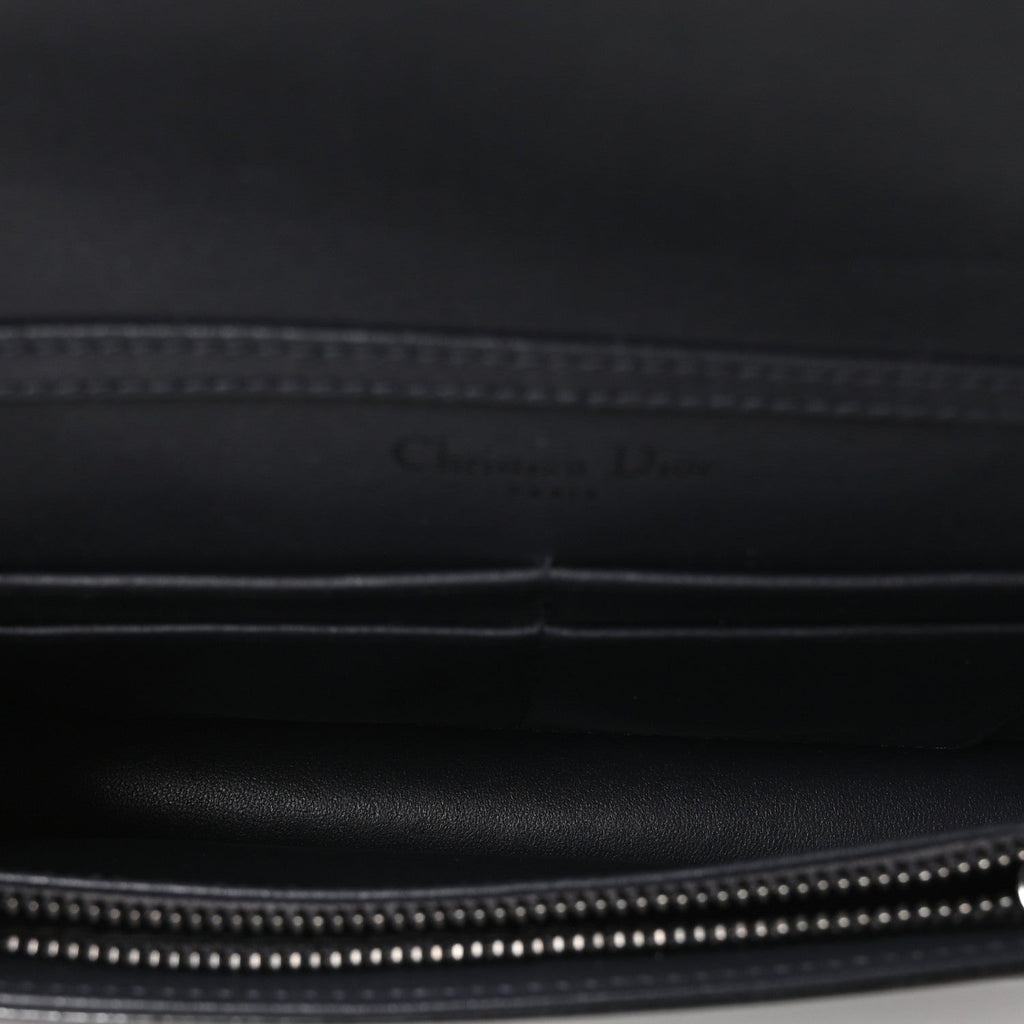 Metallic Patent Micro-Cannage Diorama Wallet on Chain Pouch Onyx Black AT My store