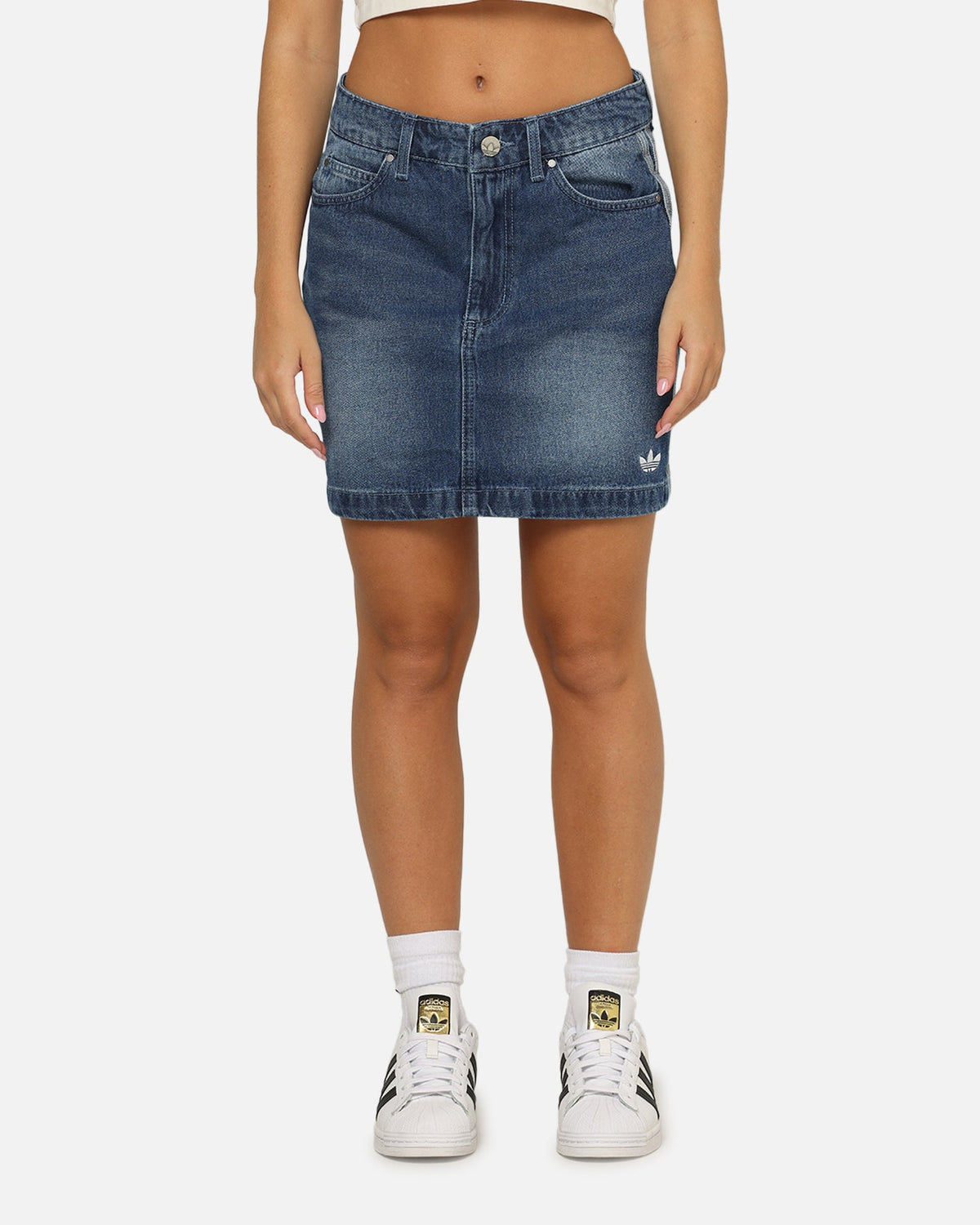 Best-Selling Adidas Women's Denim Mini Skirt Indigo Denim