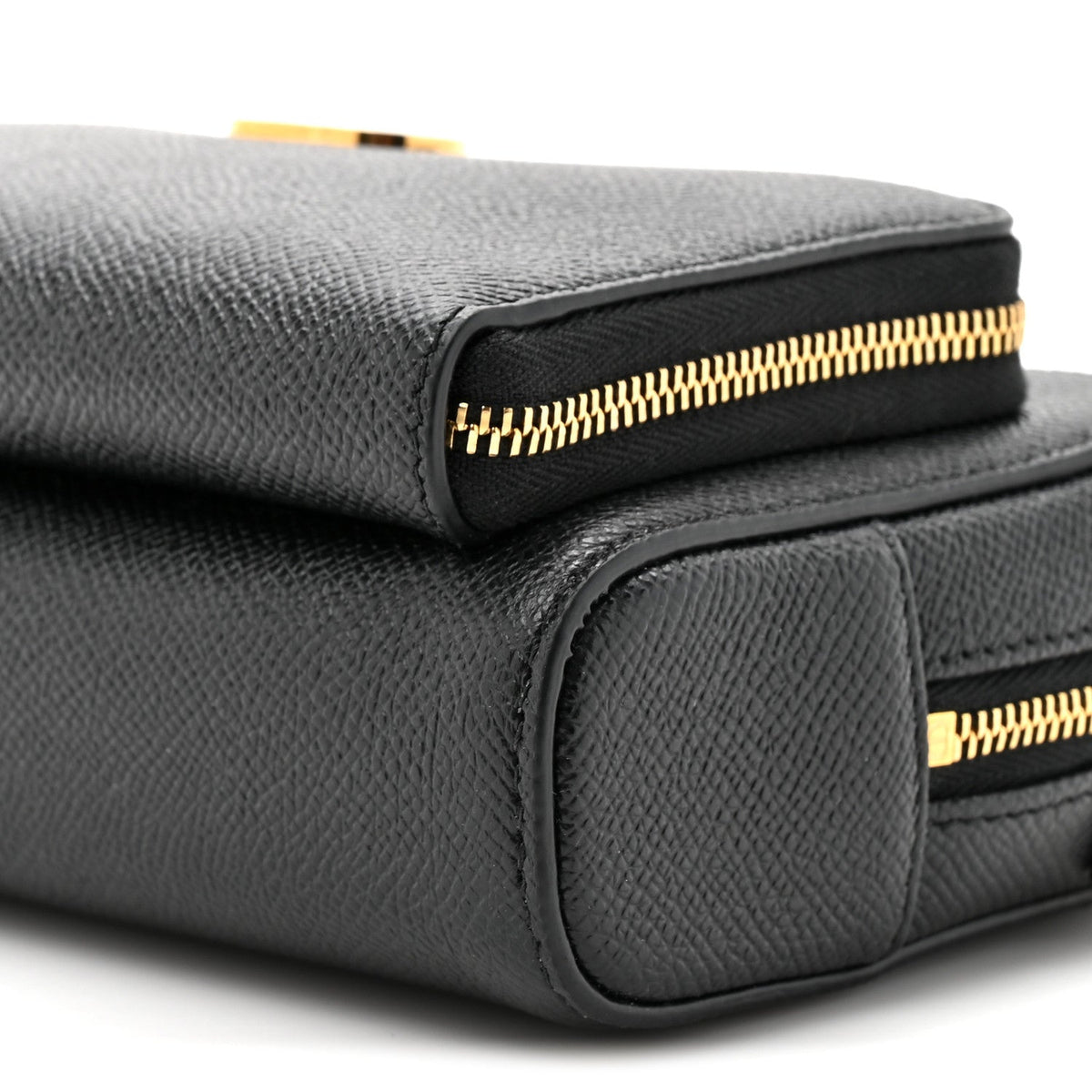 Grained Calfskin Caro Double Pouch Black AT My store