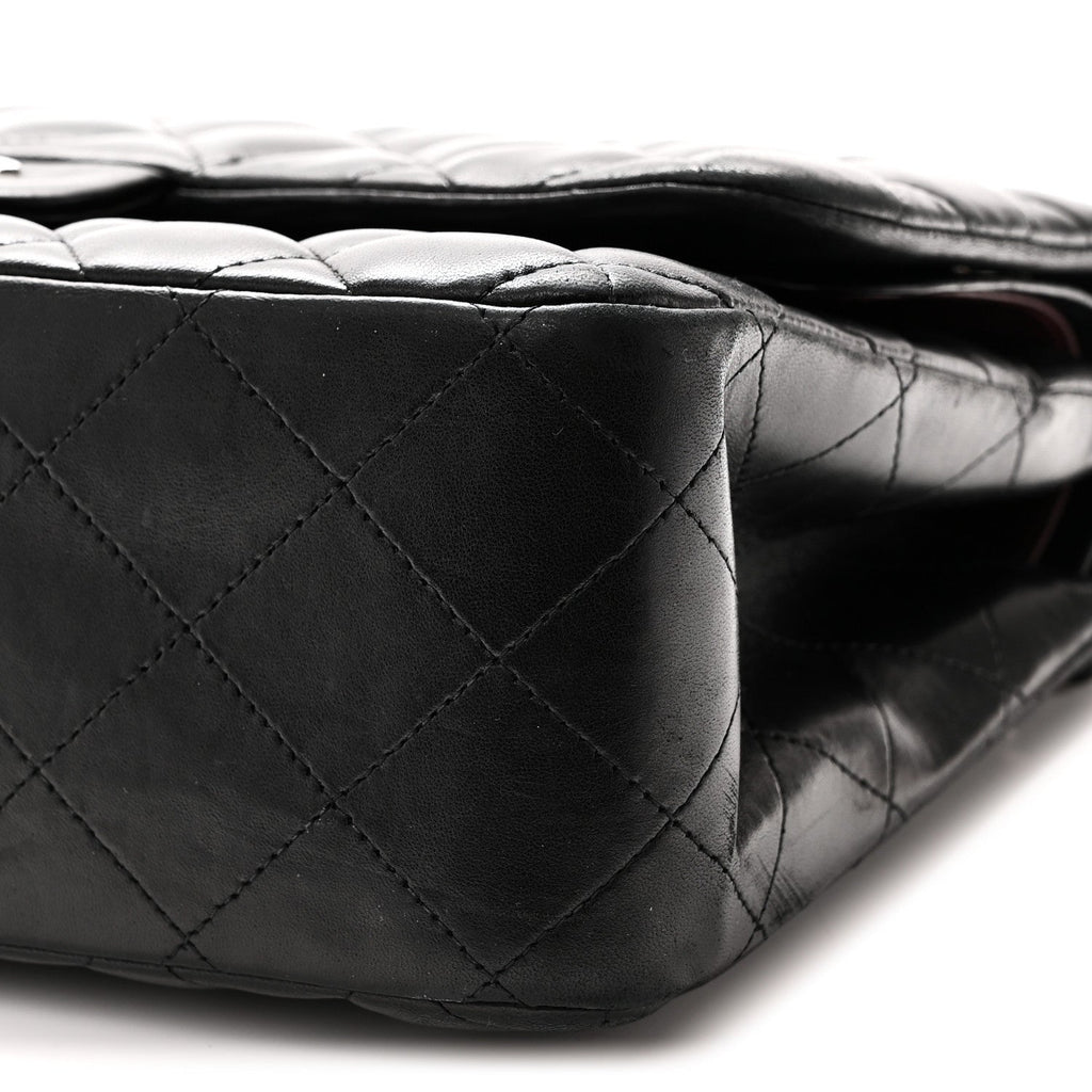 Lambskin Quilted Jumbo Double Flap Black At My store