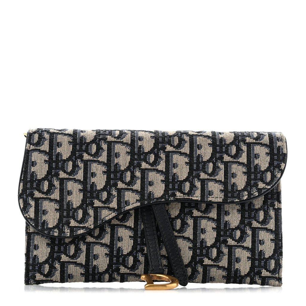 Oblique Saddle Chain Long Wallet Blue AT My store