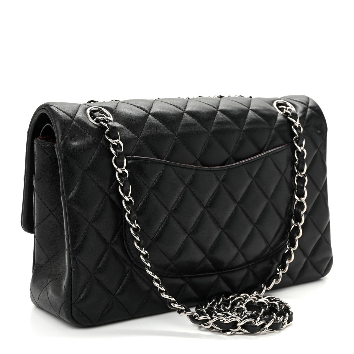 Lambskin Quilted Medium Double Flap  Black At My store
