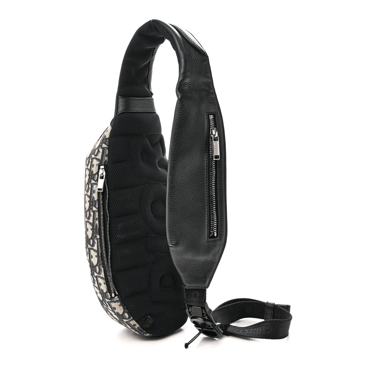 Grained Calfskin Oblique Scarab Sling Bag Blue Black AT My store