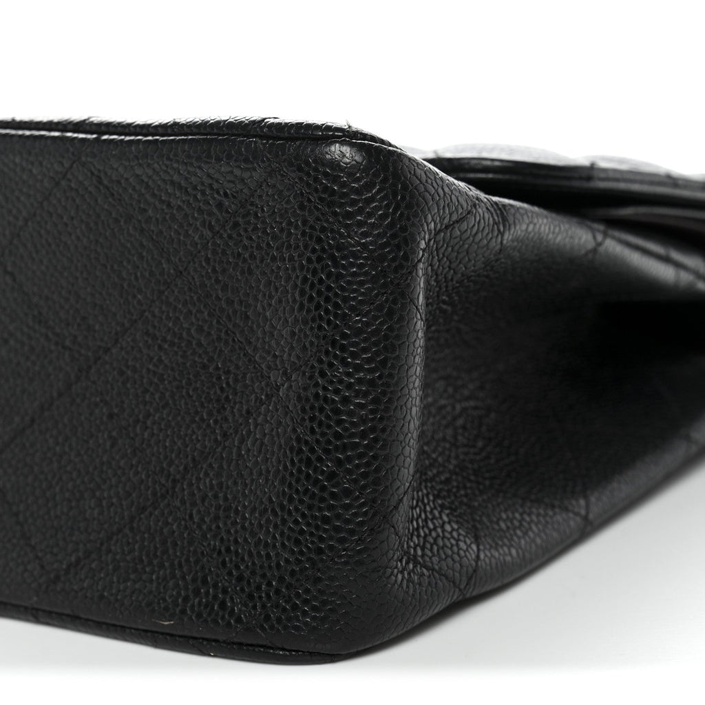 Caviar Quilted Jumbo Double Flap Black At My store