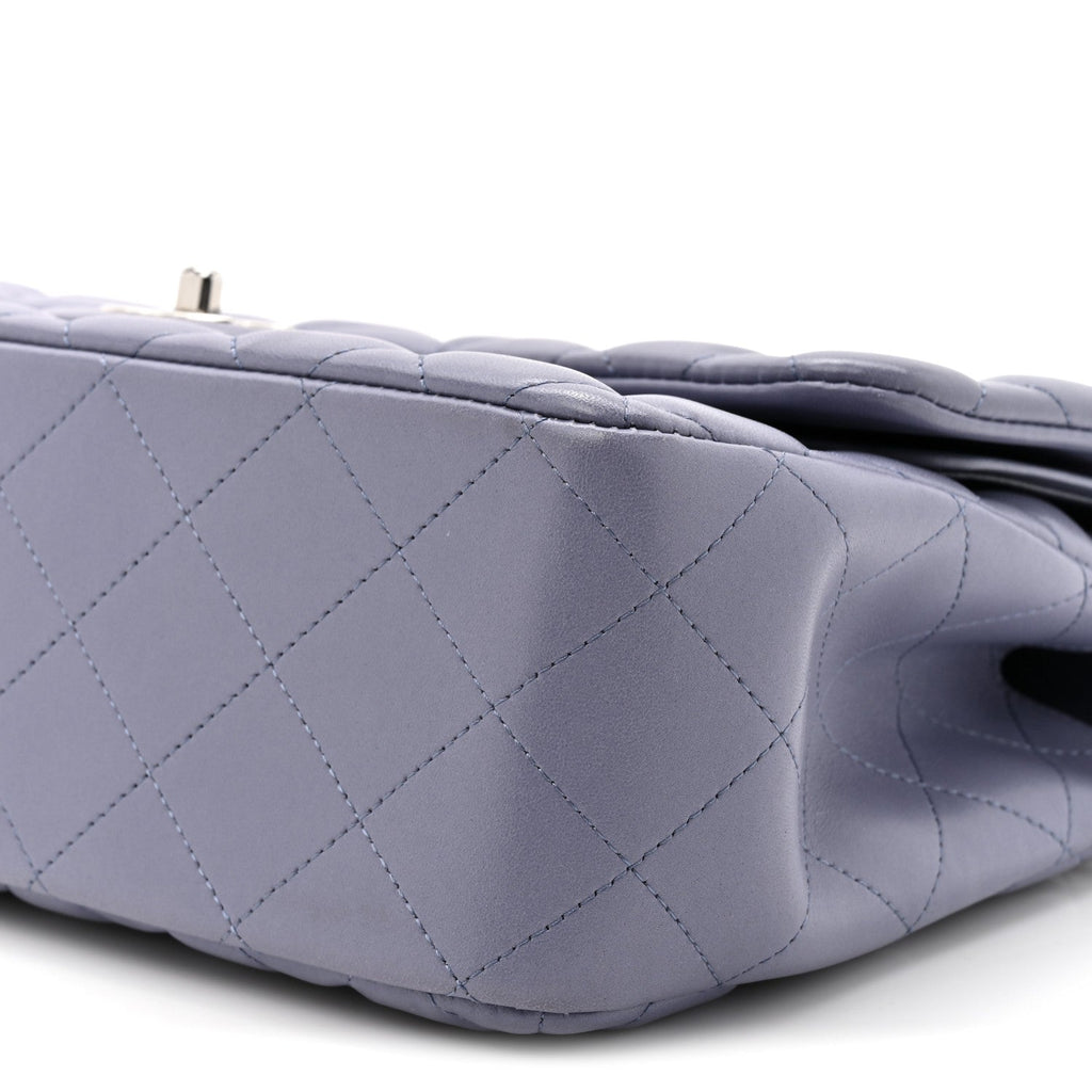 Lambskin Quilted Jumbo Double Flap Light Purple At My store