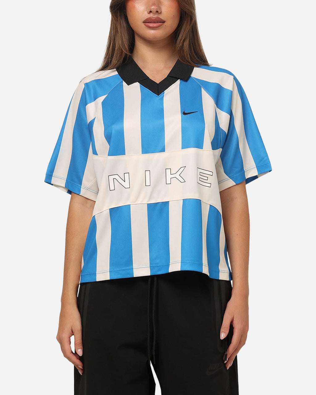 Top Seller Nike Women's Sportswear Street Oversized Striped Jersey Blue/White