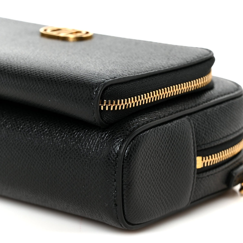Grained Calfskin Caro Double Pouch Black AT My store