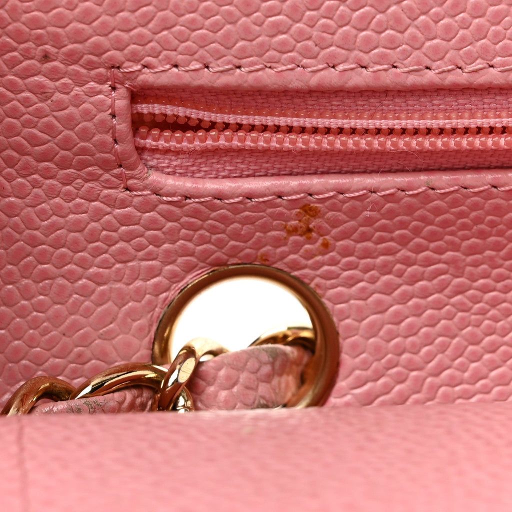 Caviar Quilted Medium Double Flap Light Pink At My store