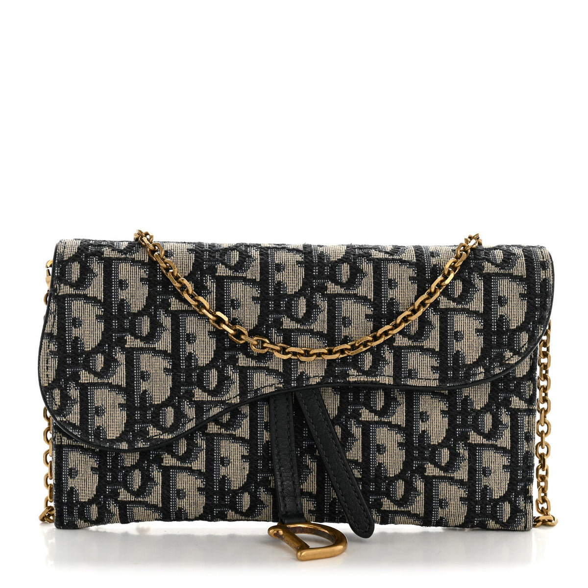 Oblique Saddle Chain Long Wallet Blue AT My store