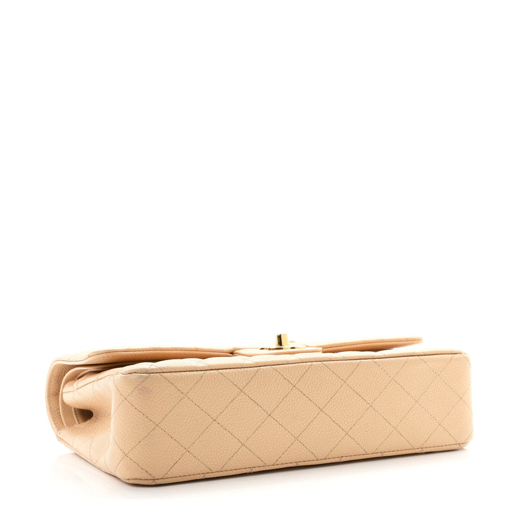 Caviar Quilted Medium Double Flap Beige At My store