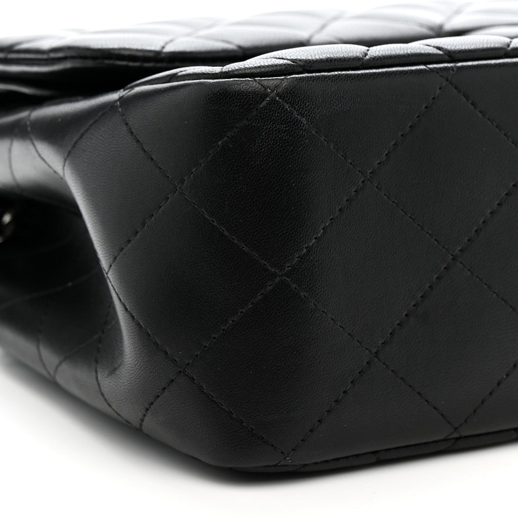 Lambskin Quilted Jumbo Double Flap Black At My store