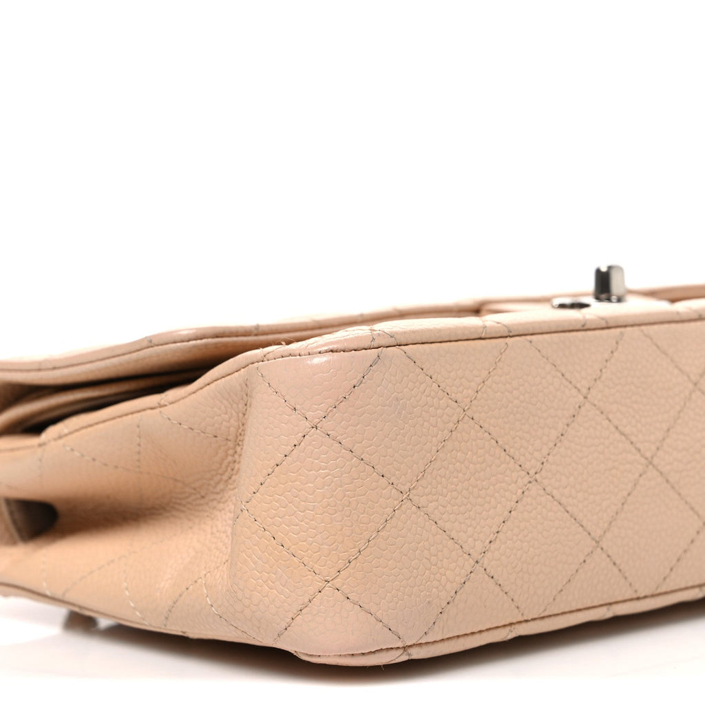 Caviar Quilted Medium Double Flap Beige At My store