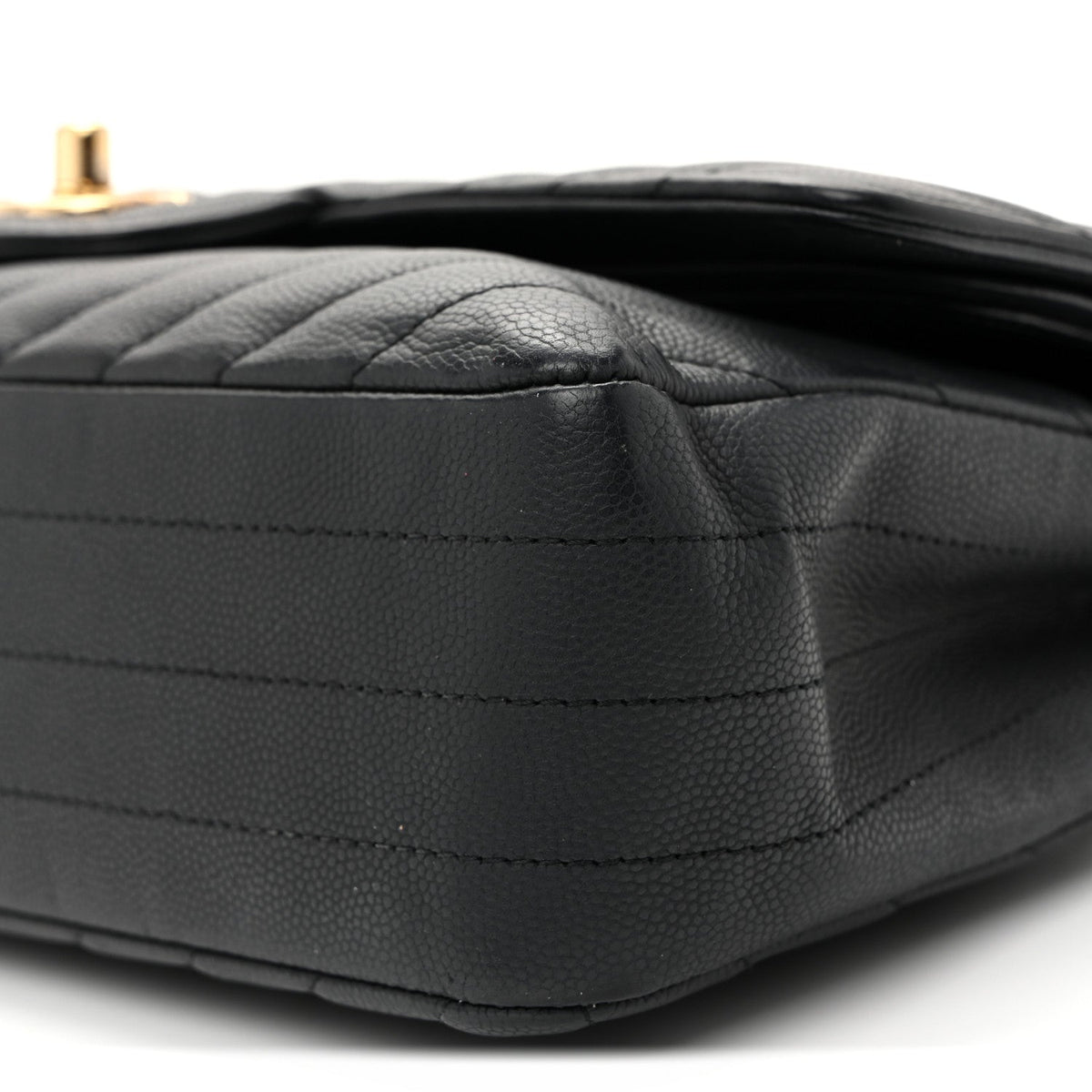 Matte Caviar Chevron Quilted Medium Double Flap Black At My store