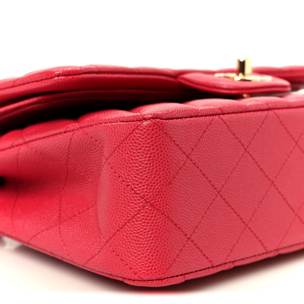 Caviar Quilted Small Double Flap Dark Pink At My store