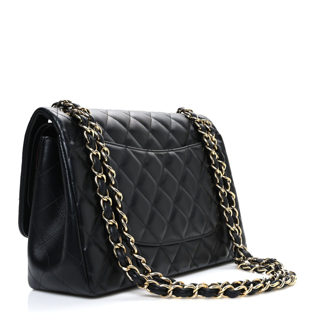 Lambskin Quilted Jumbo Double Flap Black At My store