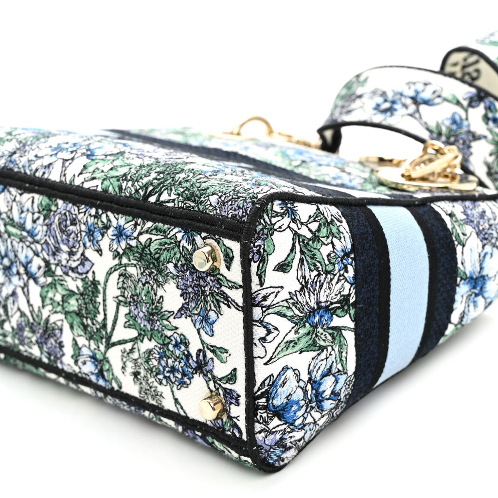 Canvas Embroidered Chardons Toile De Jouy Medium Lady D-Lite Blue Multicolor AT My store