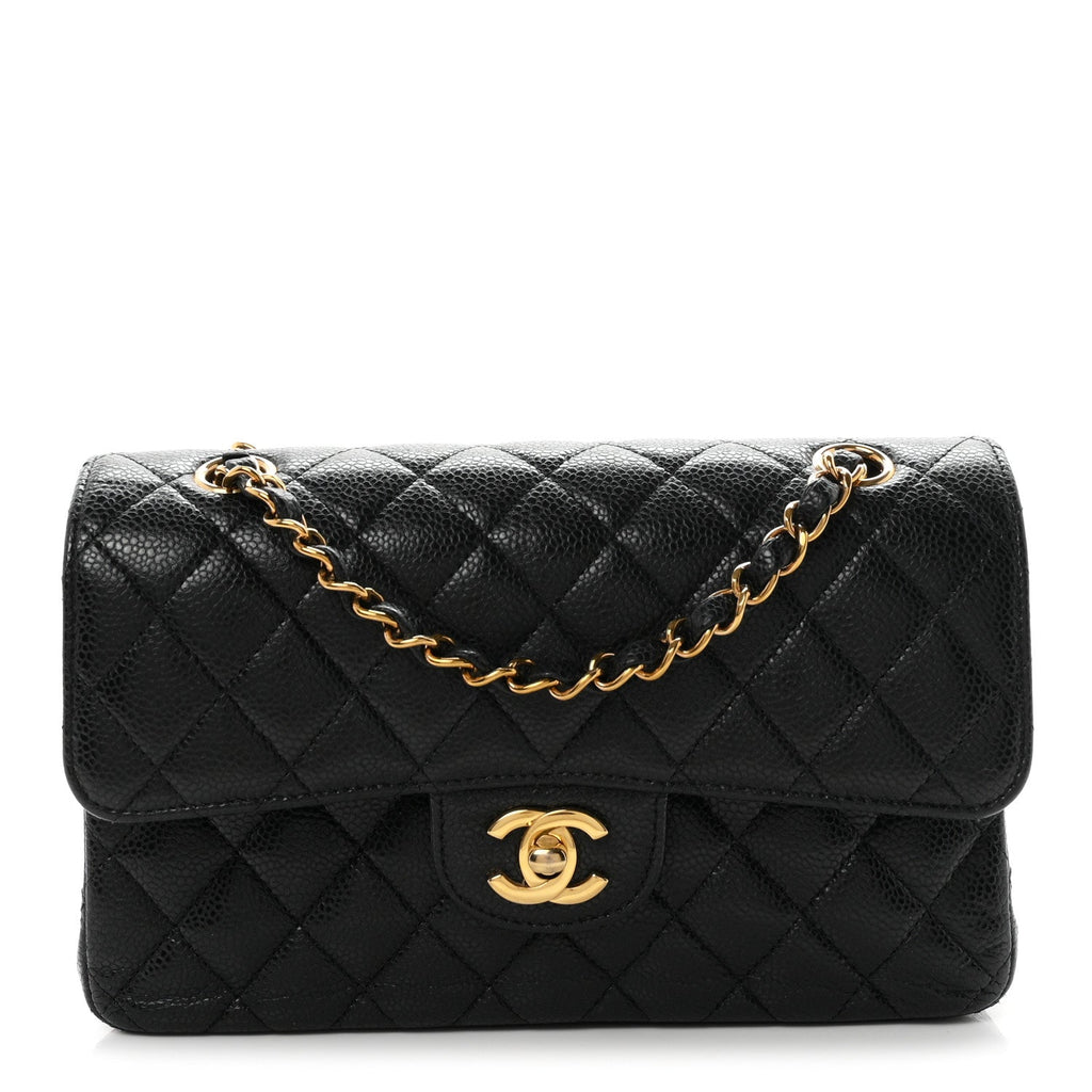Caviar Quilted Small Double Flap Black At My store
