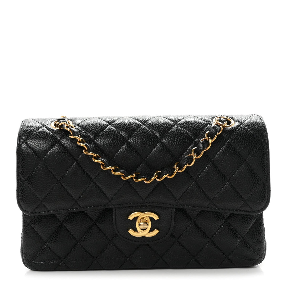 Caviar Quilted Small Double Flap Black At My store