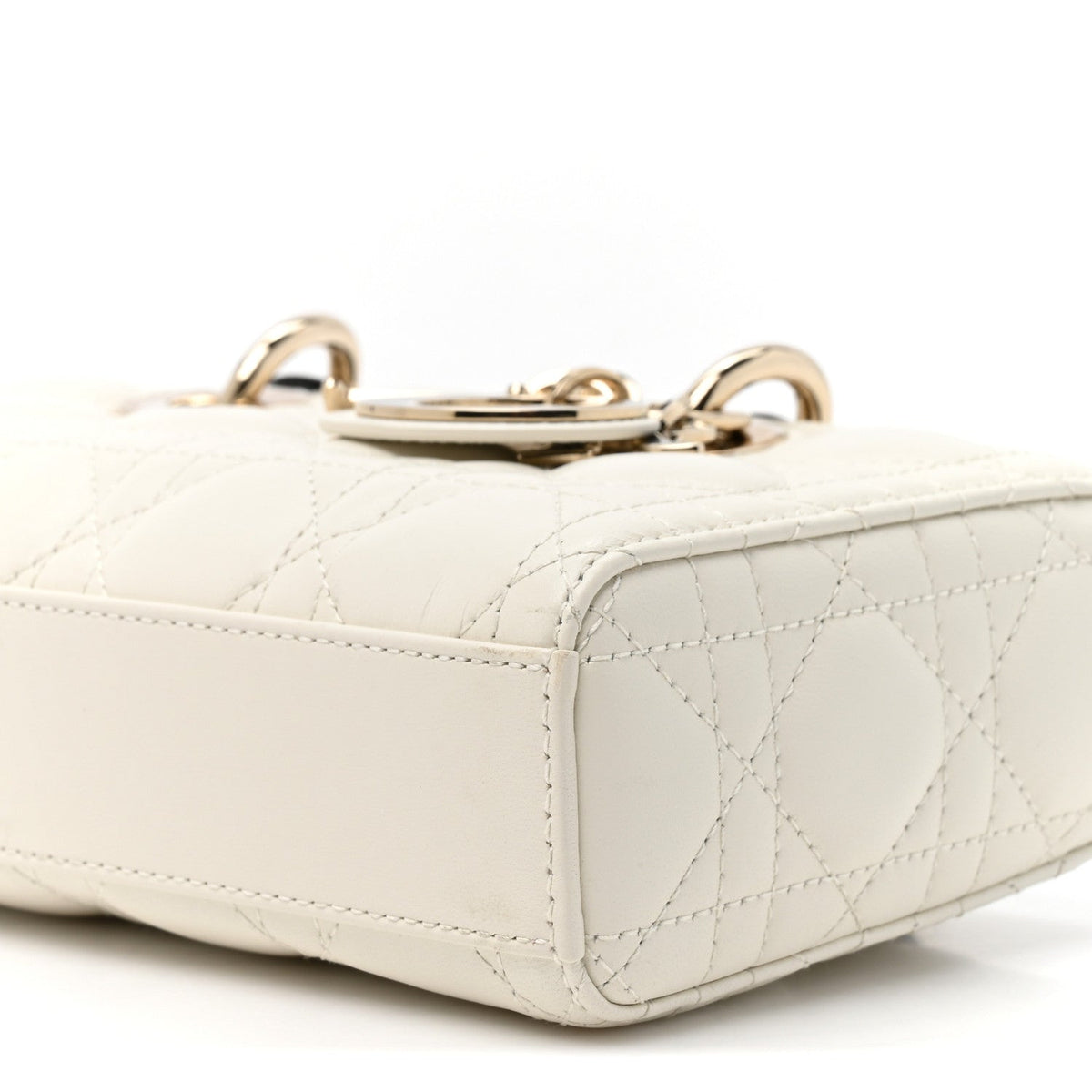 Lambskin Cannage Small Lady D-Joy Latte Black AT My store