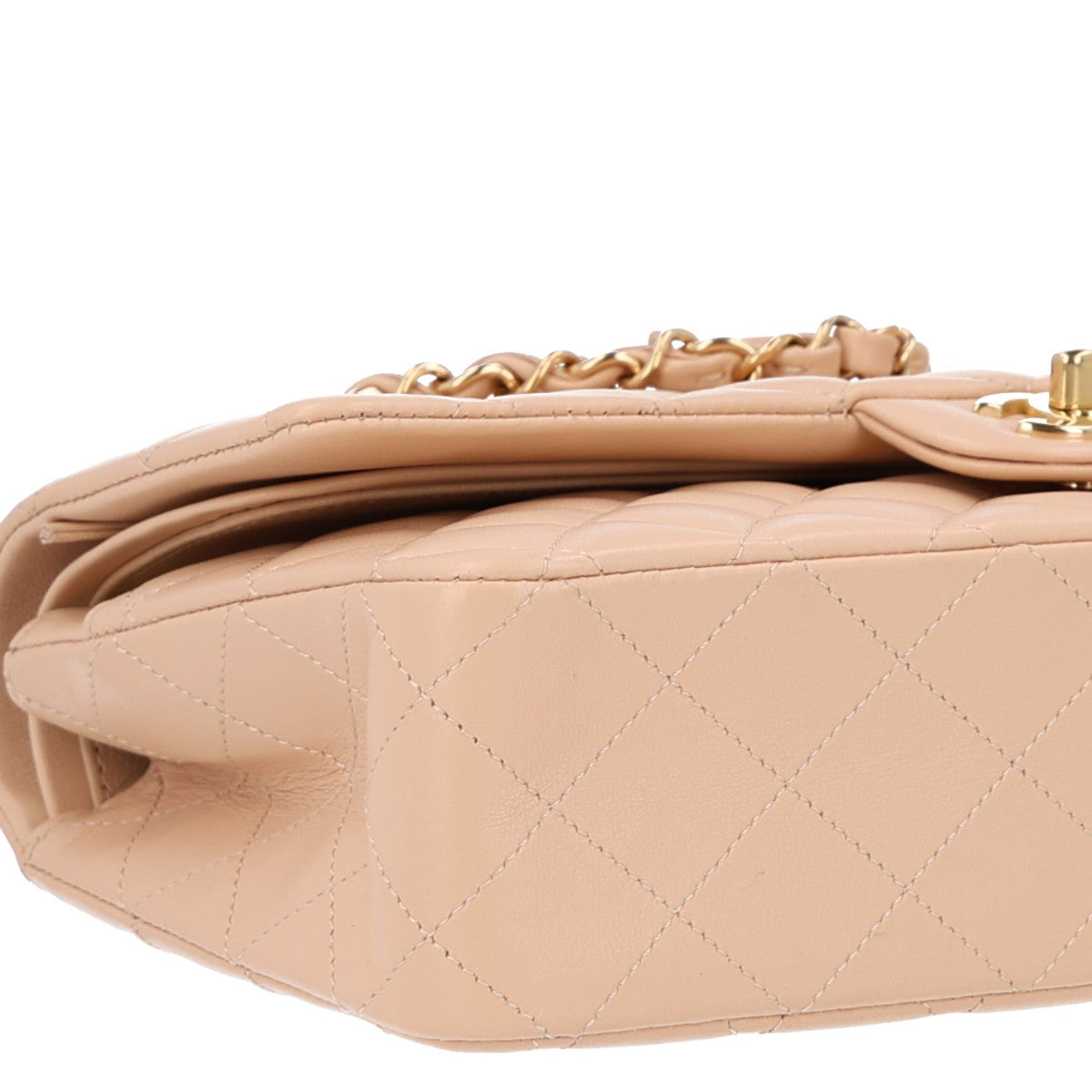 Lambskin Quilted Medium Double Flap Beige At My store