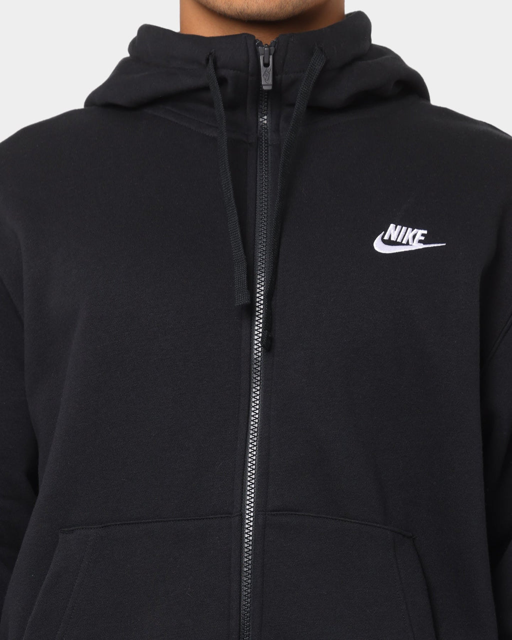 Top Seller Nike Sportswear Club Front Zip Hoodie Black/Black/White