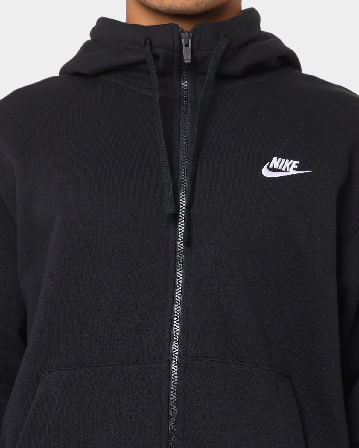 Top Seller Nike Sportswear Club Front Zip Hoodie Black/Black/White