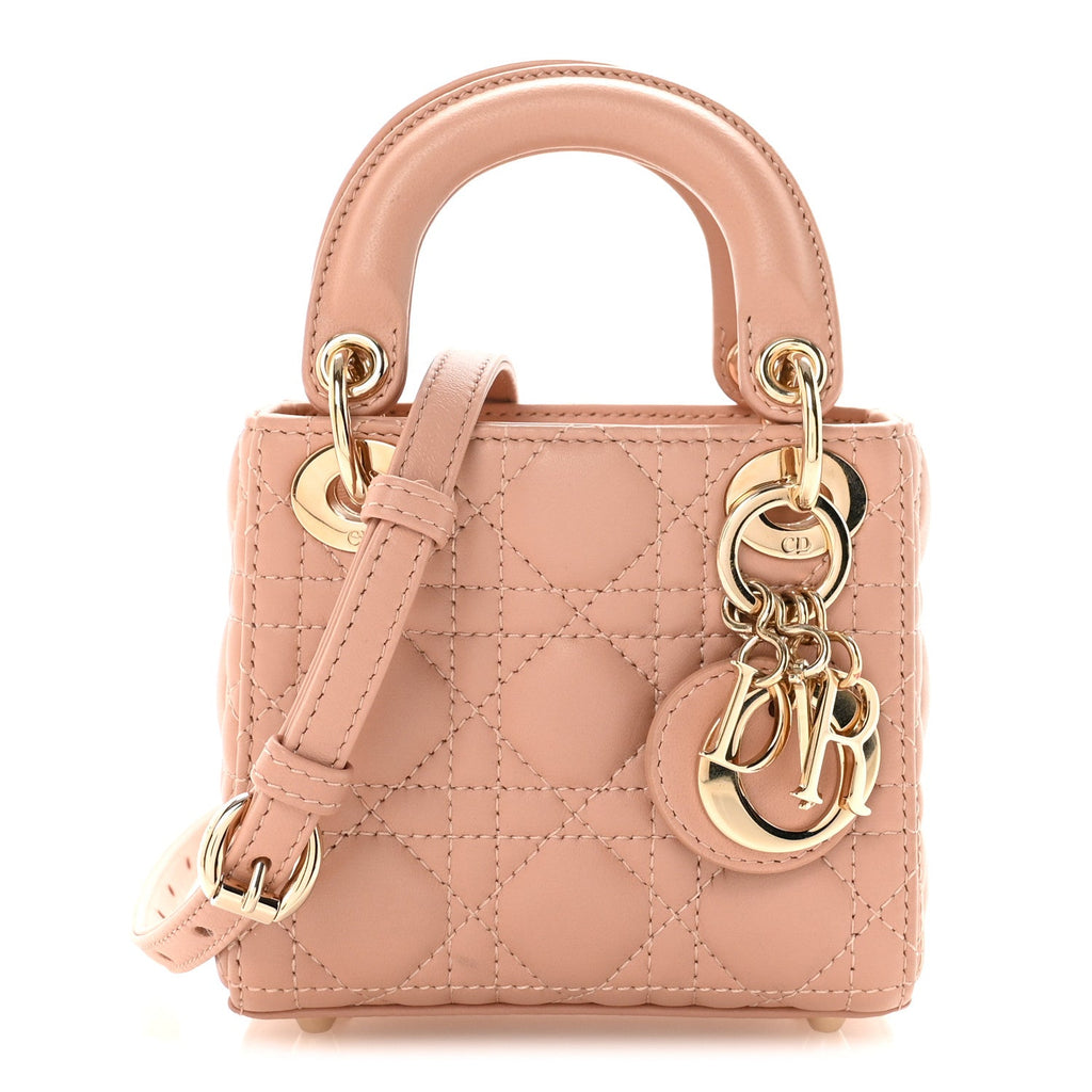 Lambskin Cannage Micro Lady Dior Rose Des Vents AT My store