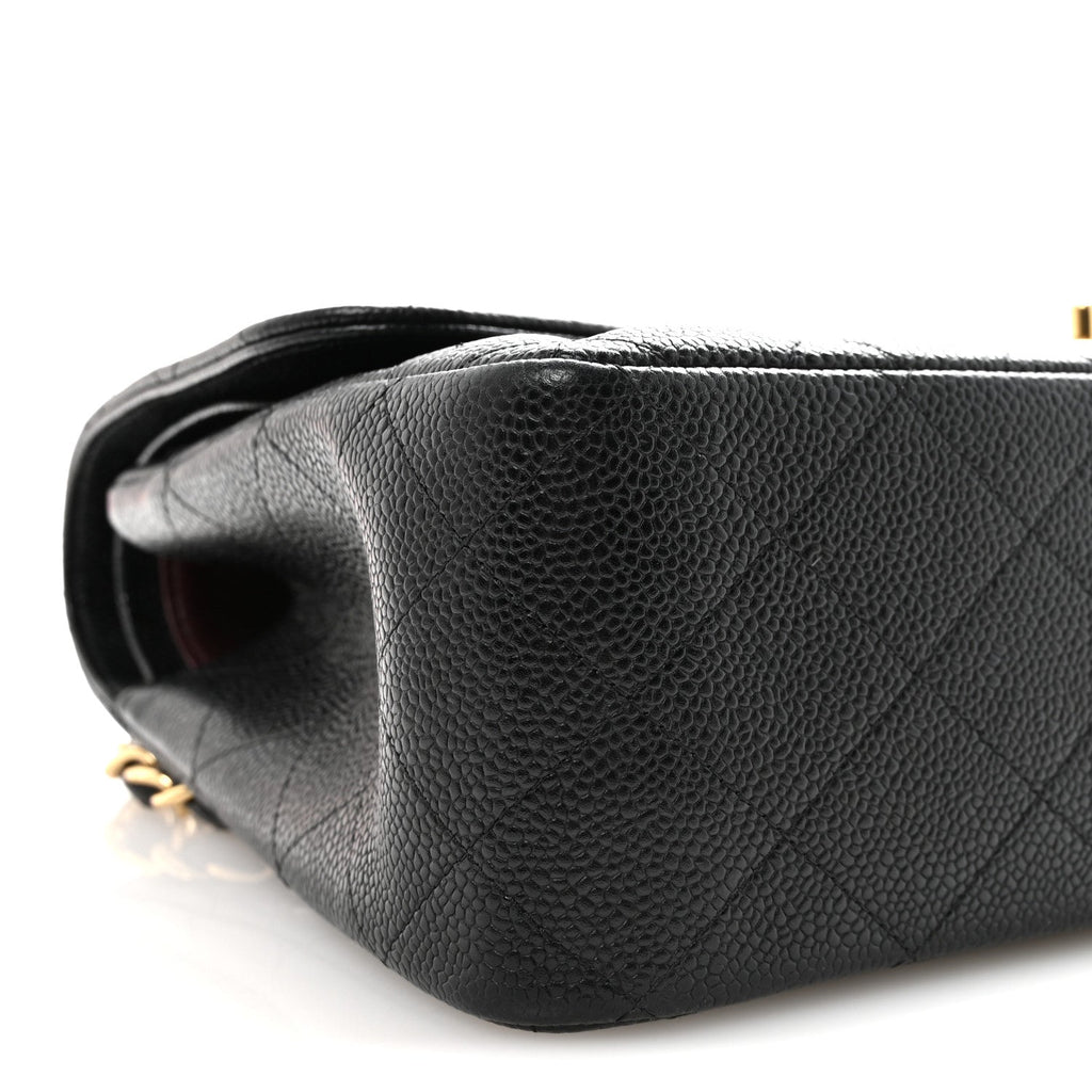 Caviar Quilted Jumbo Double Flap Black At My store
