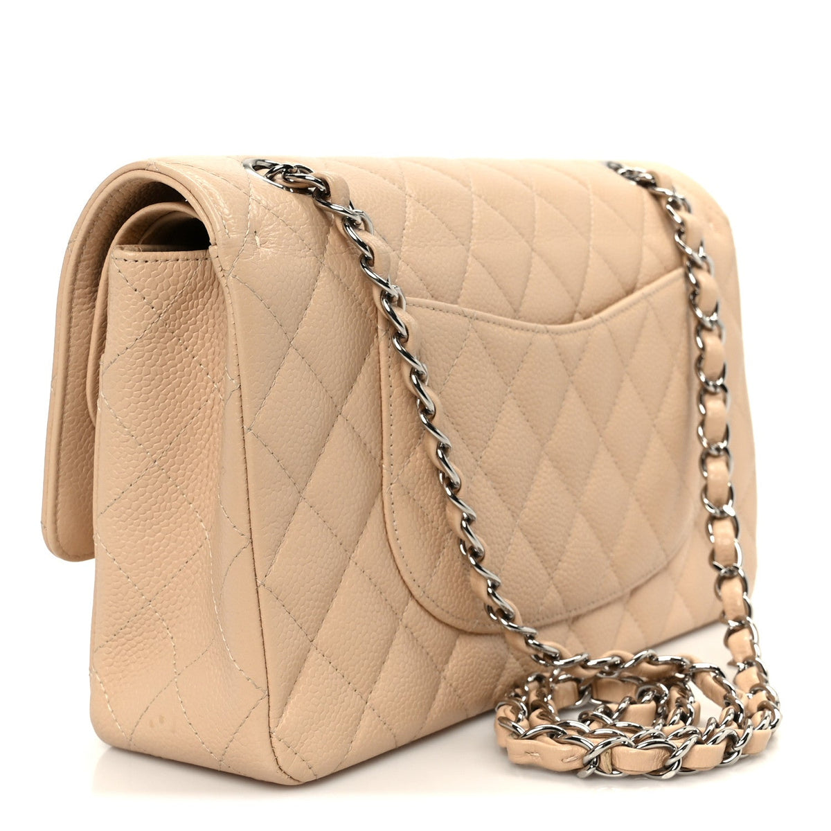 Caviar Quilted Medium Double Flap Beige At My store