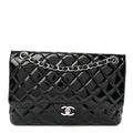 Patent Quilted Jumbo Double Flap Black At My store