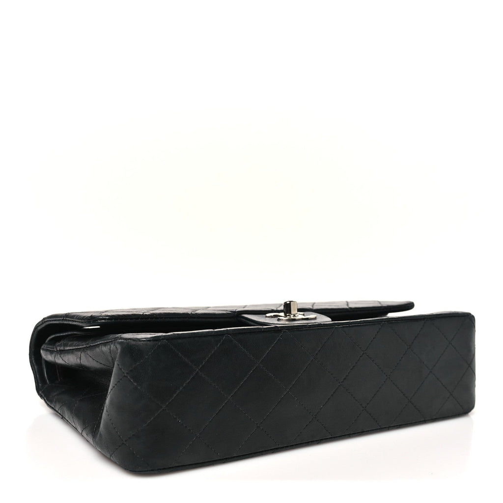 Lambskin Quilted Medium Double Flap Black At My store