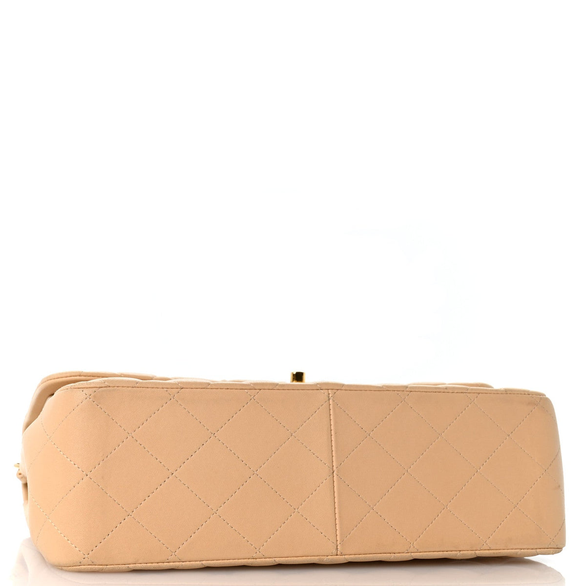 Lambskin Quilted Jumbo Double Flap Light Beige At My store