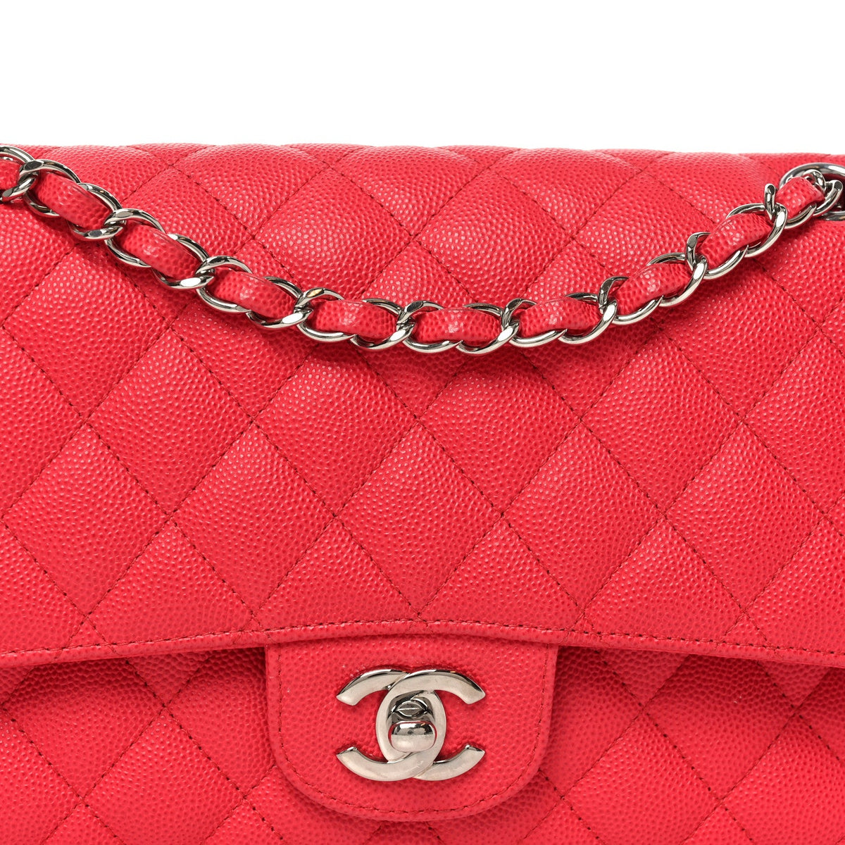 Caviar Quilted Medium Double Flap Dark Pink At My store