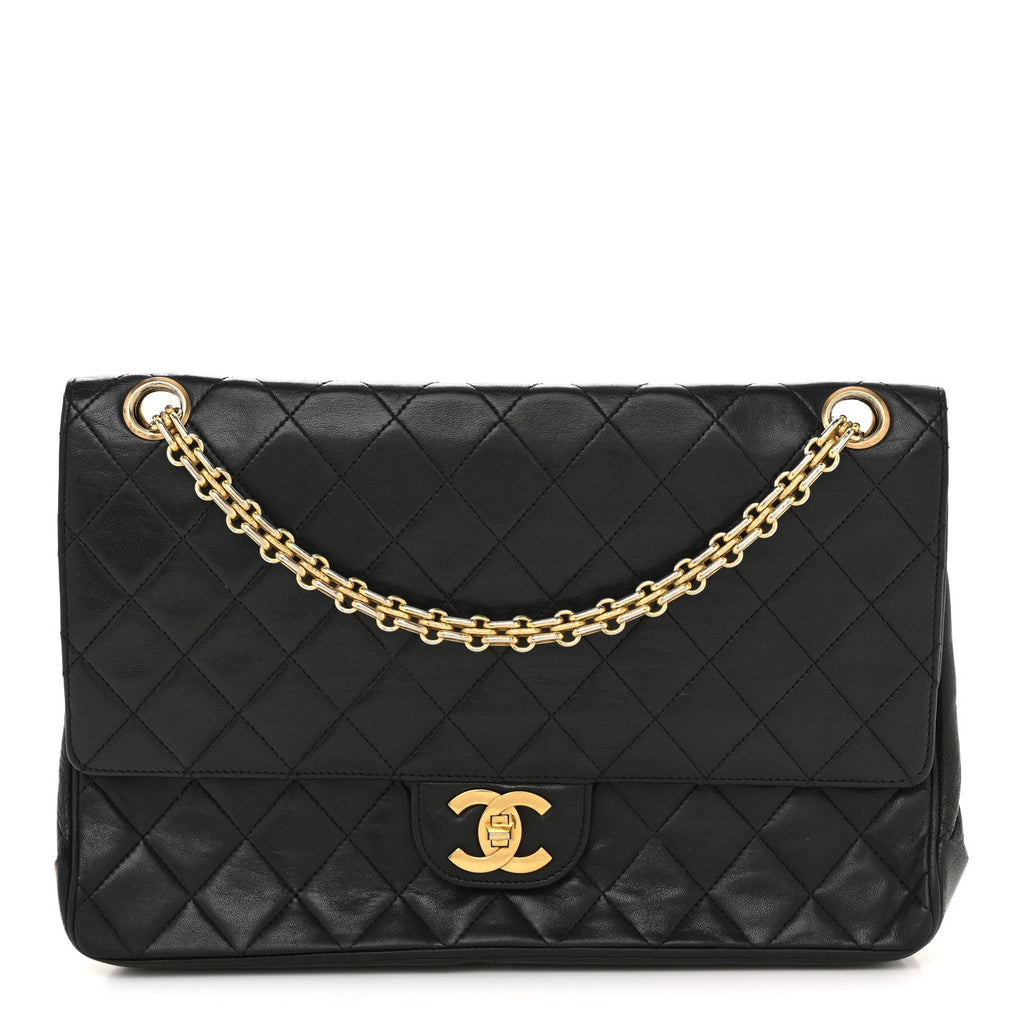 Lambskin Quilted Small Double Flap Black At My store