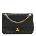 Lambskin Quilted Small Double Flap Black At My store