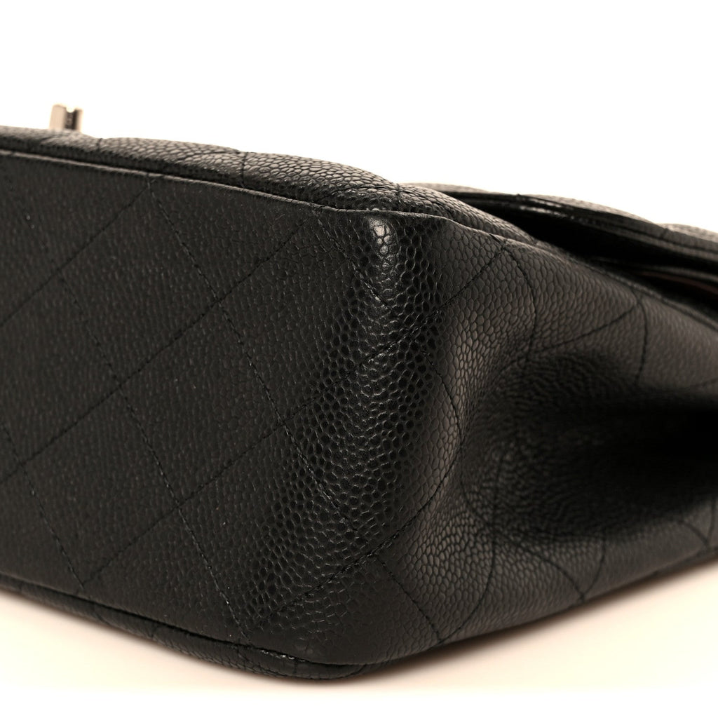 Caviar Quilted Jumbo Double Flap Black At My store