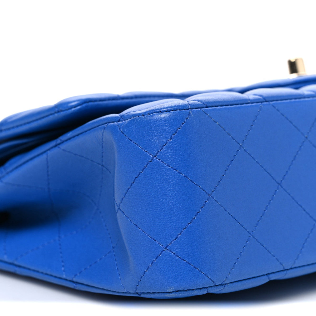 Lambskin Quilted Medium Double Flap Blue At My store