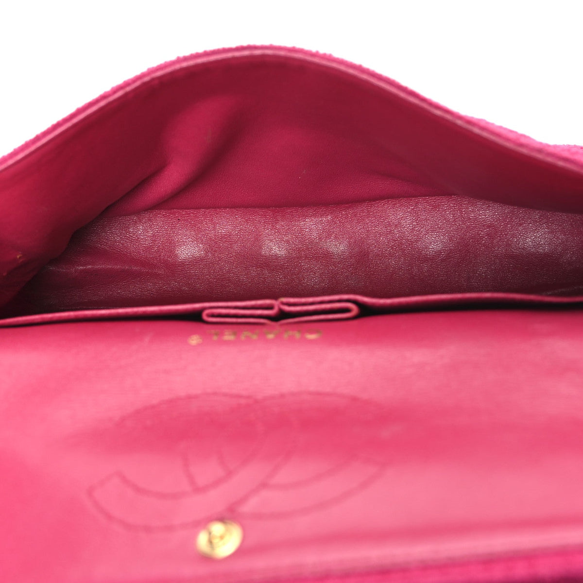 Tweed Quilted Medium Double Flap Fuchsia At My store