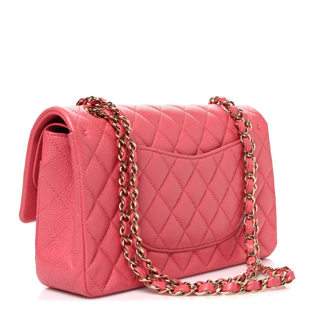 Caviar Quilted Medium Double Flap Pink At My store