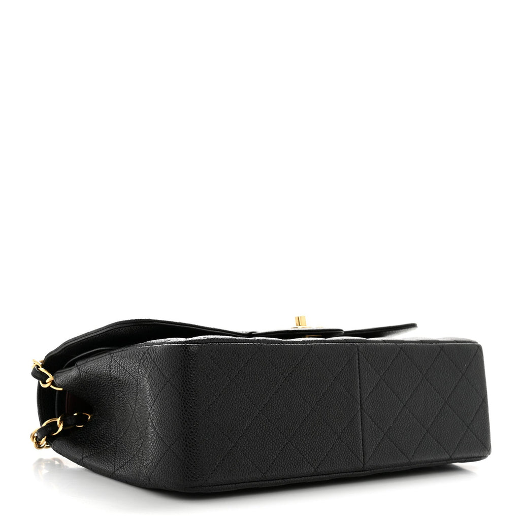 Caviar Quilted Jumbo Double Flap Black At My store