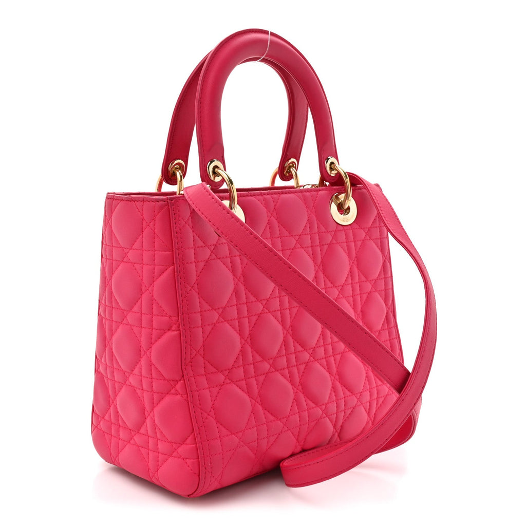 Lambskin Cannage Medium Lady Dior Fuchsia AT My store