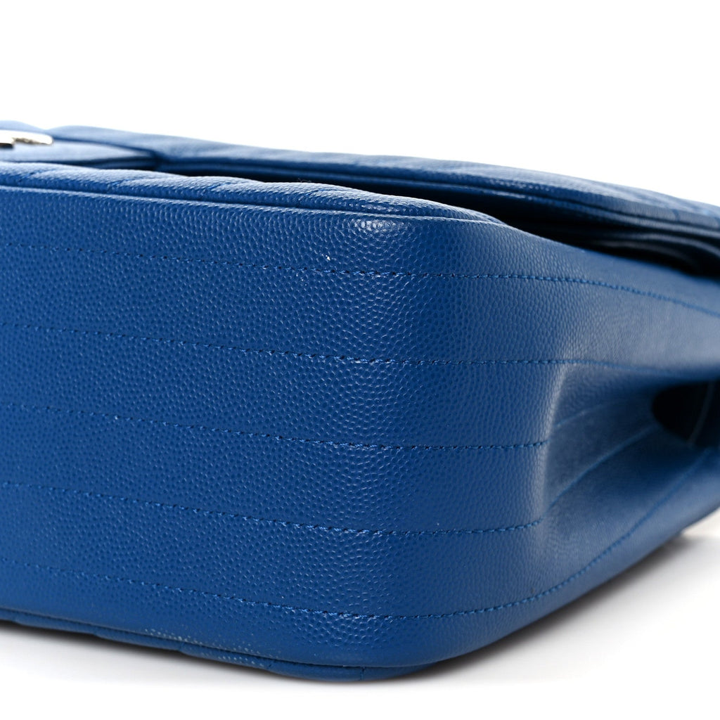 Caviar Chevron Quilted Jumbo Double Flap Blue At My store