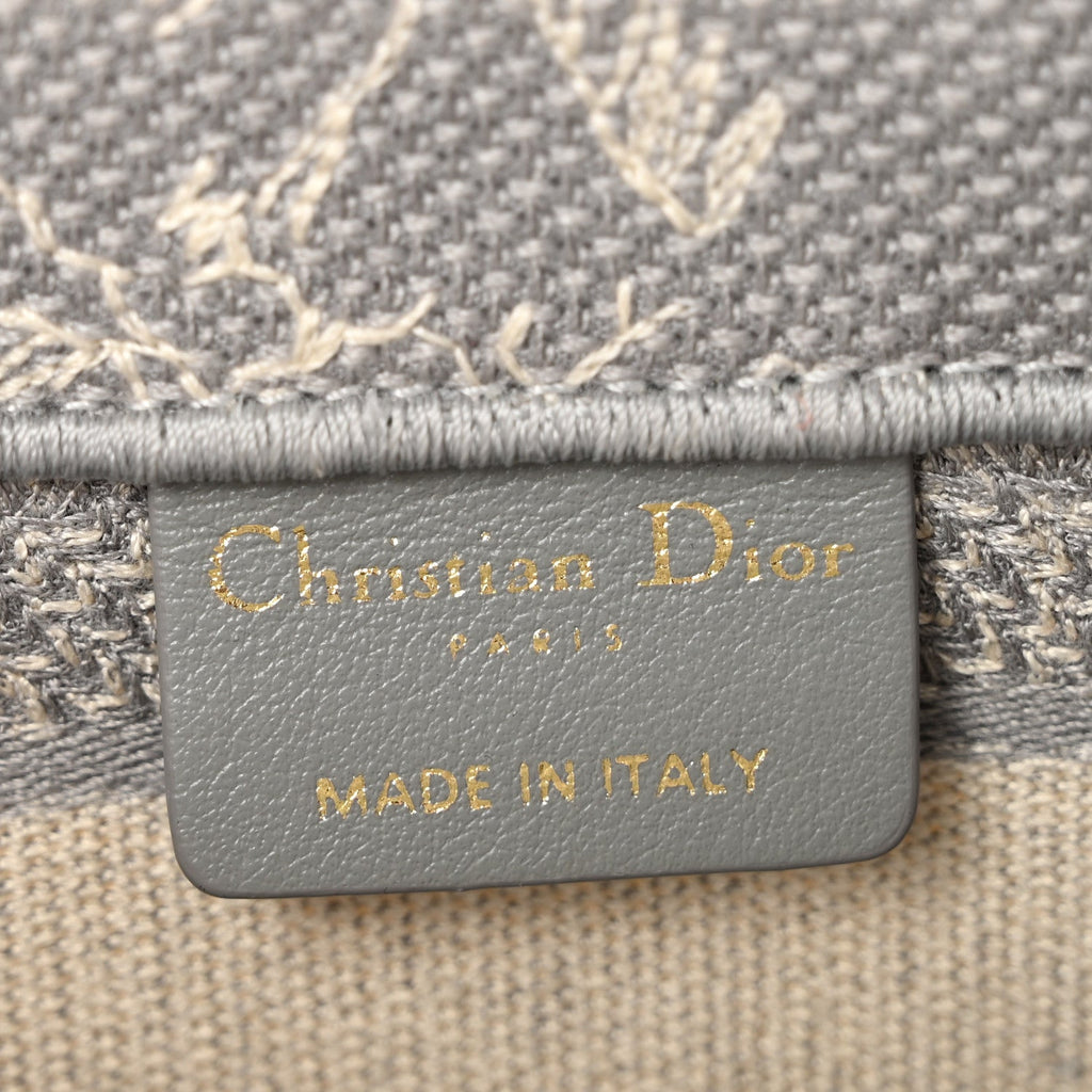 Canvas Embroidered Toile De Jouy Reverse Mini Book Tote With Strap Grey AT My store