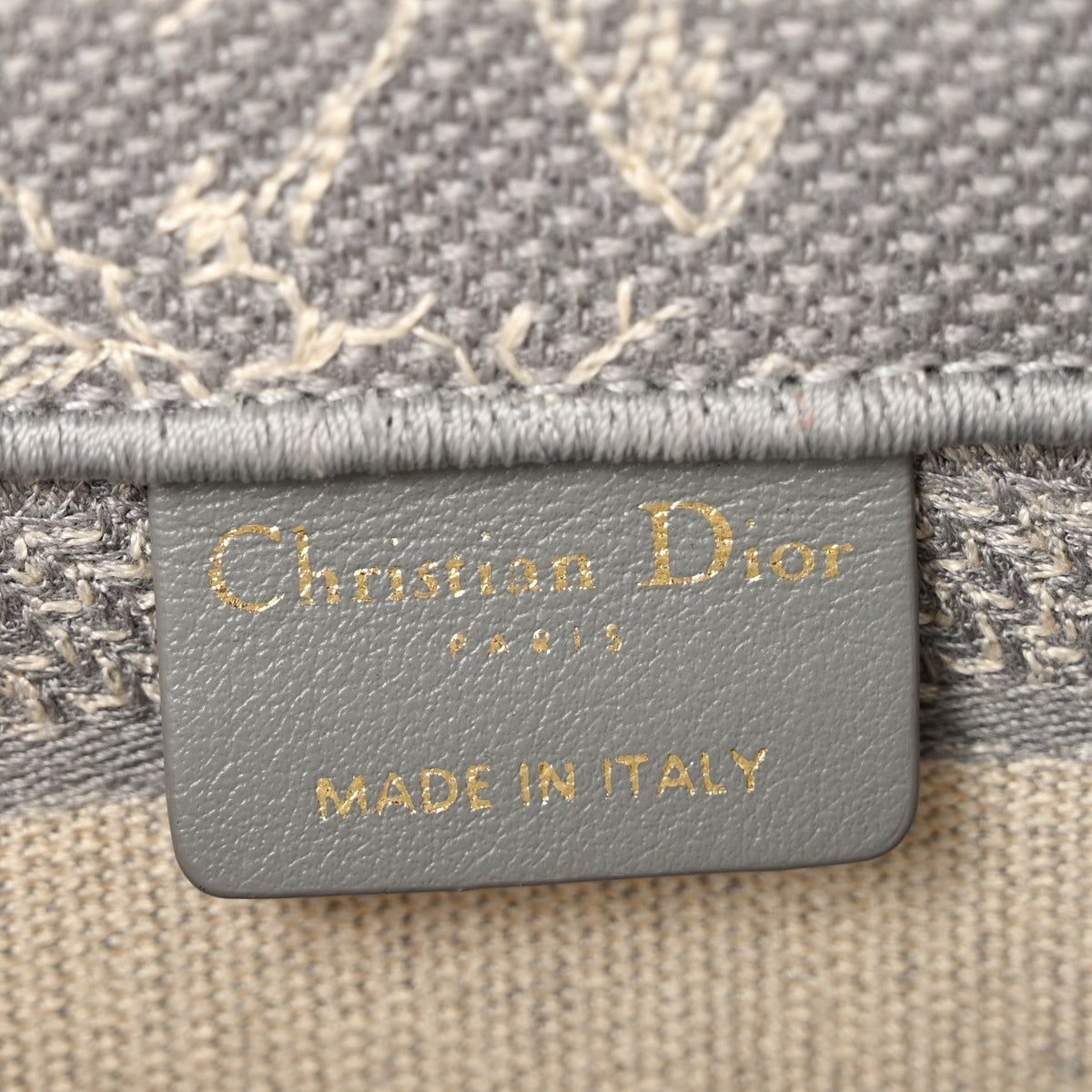 Canvas Embroidered Toile De Jouy Reverse Mini Book Tote With Strap Grey AT My store